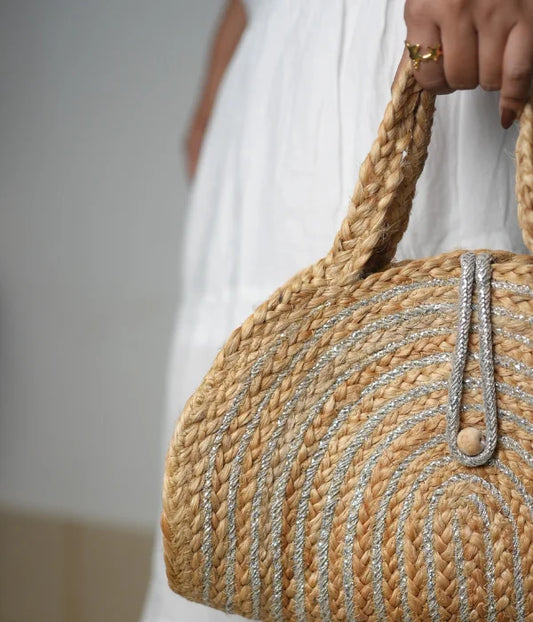 Moon Silver Jute Sling Bag