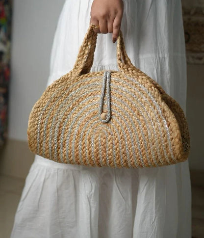 Moon Silver Jute Sling Bag