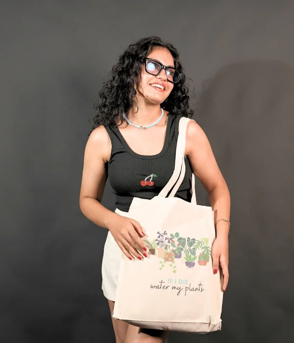 If I Die Water My Plants – Printed Tote Bag