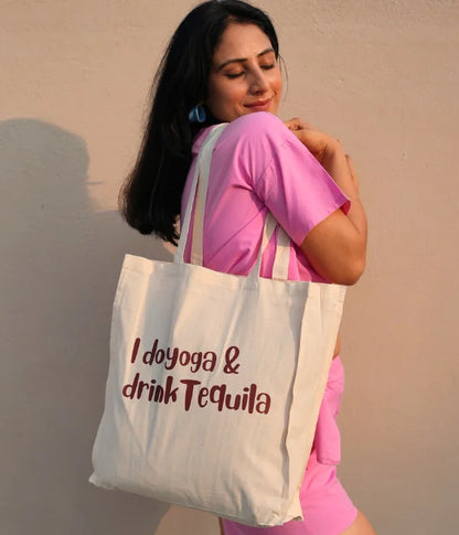 I Do Yoga And Drink Tequila – Printed Tote Bag