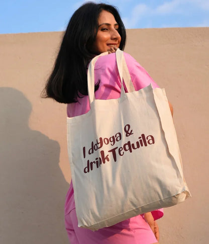 I Do Yoga And Drink Tequila – Printed Tote Bag