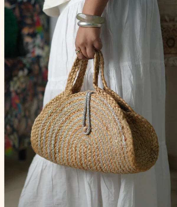 Moon Silver Jute Sling Bag