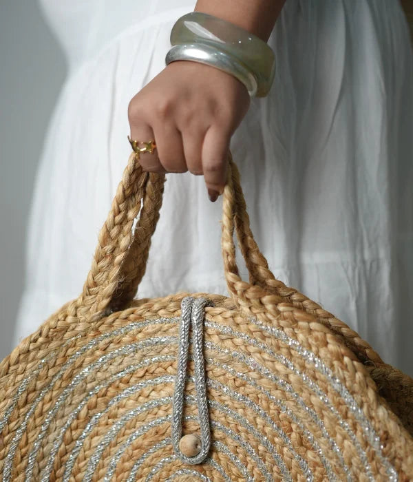 Moon Silver Jute Sling Bag