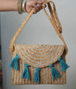 Blue Silver Jute Sling Bag